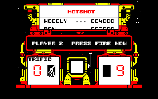 Hotshot (Amstrad CPC) screenshot: Waiting for player 2 to join in