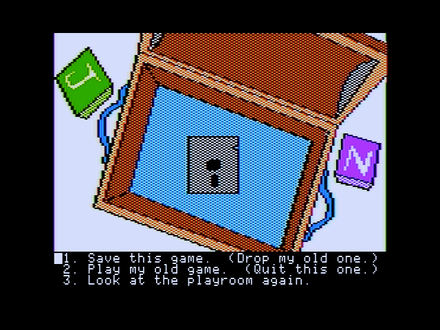 Winnie the Pooh in the Hundred Acre Wood (Apple II) screenshot: Save/Load screen