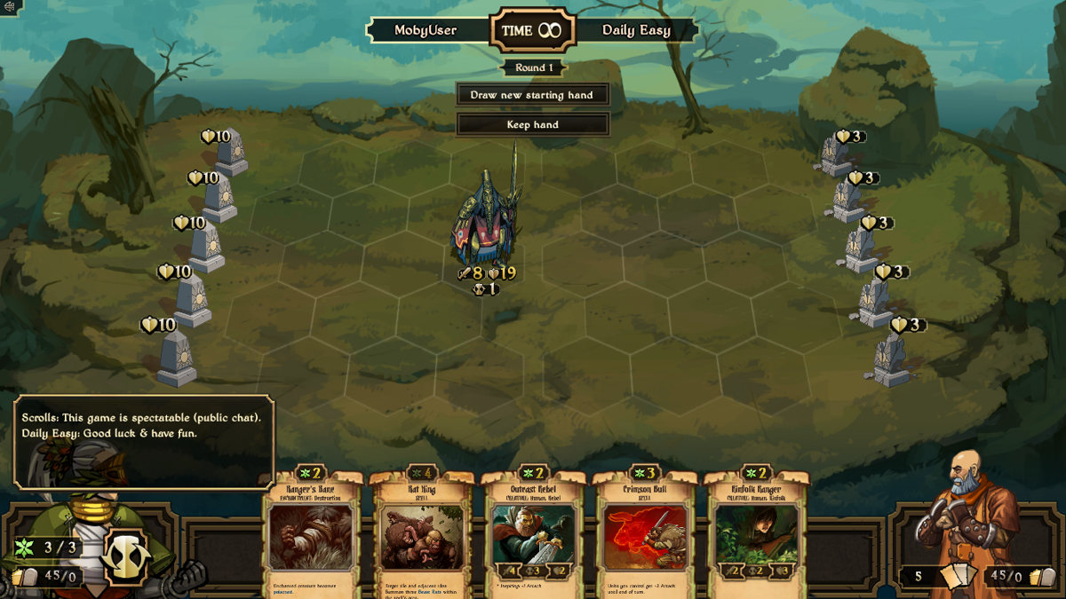 Scrolls (Windows) screenshot: Start of trial game