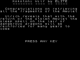 Kokotoni Wilf (ZX Spectrum) screenshot: Game over.