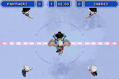 Backyard Hockey (Game Boy Advance) screenshot: Beginning of a period