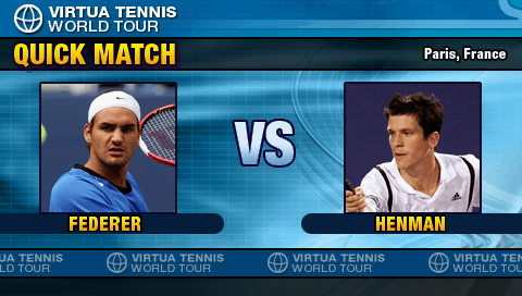 Virtua Tennis: World Tour (PSP) screenshot: Quick match oponents view