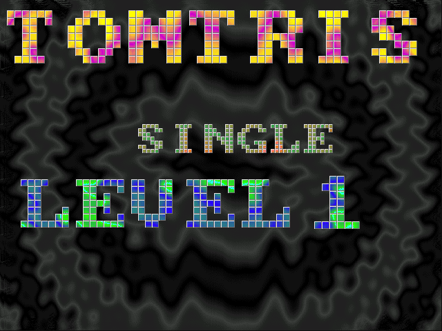 Tomtris (DOS) screenshot: Game type & level selection