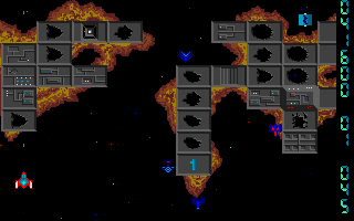 Quasar (Atari ST) screenshot: Shooting on the 1st level