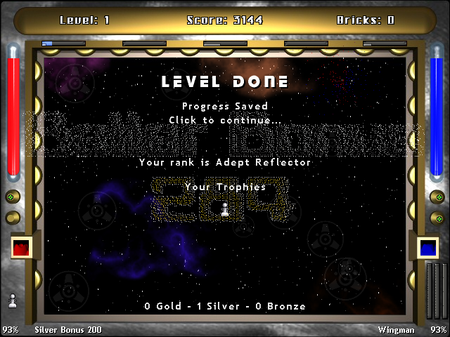 Acky's XP Breakout (Windows) screenshot: Level finished