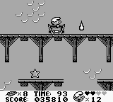 The Smurfs (Game Boy) screenshot: Avoid the drips in the mine cart race