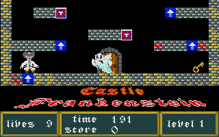 Castle Frankenstein (Atari ST) screenshot: At the beginning of level 1