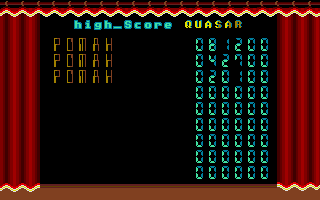 Quasar (Atari ST) screenshot: High Score Table