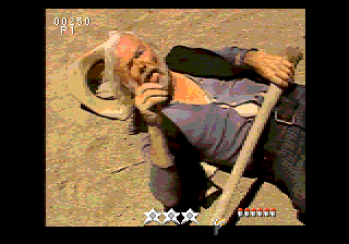 Mad Dog McCree (SEGA CD) screenshot: ...and is summarily punished for his defiance of the local outlaws