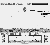 Dropzone (Game Boy) screenshot: Destroying an alien into a pixelated explosion