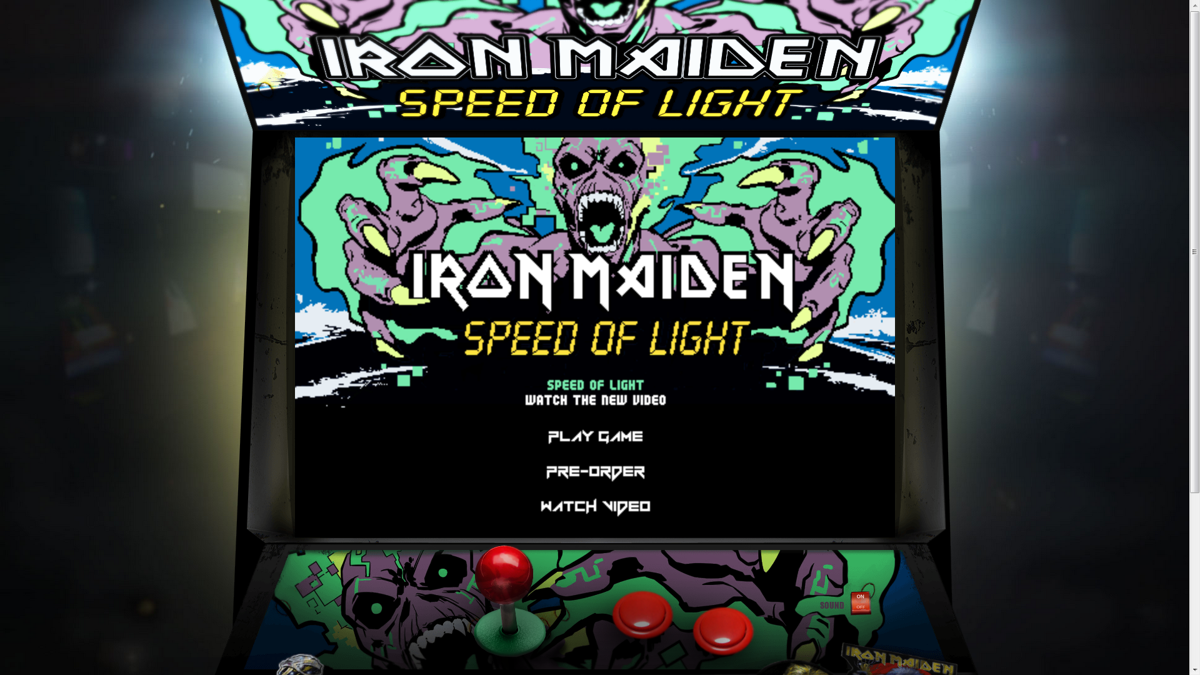 Iron Maiden: Speed of Light (Browser) screenshot: Title screen.