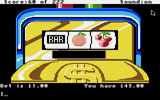 Leisure Suit Larry in the Land of the Lounge Lizards (Apple IIgs) screenshot: Playing a fruit machine