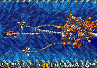 In the Hunt (SEGA Saturn) screenshot: Fighting the boss.