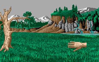 Astate: La Malédiction des Templiers (Amiga) screenshot: The hand icon, to grab things.