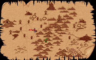 HeroQuest II: Legacy of Sorasil (Amiga) screenshot: World map
