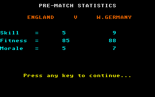 England Team Manager (Atari ST) screenshot: The odds does not look good