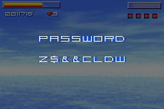 Star X (Game Boy Advance) screenshot: ... the password is shown