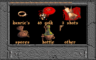 The Immortal (Amiga) screenshot: The inventory screen.