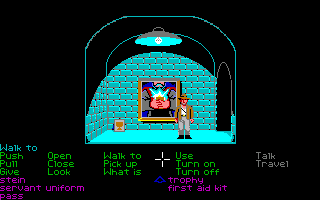 Indiana Jones and the Last Crusade: The Graphic Adventure (Amiga) screenshot: The painting shows the Holy Grail!