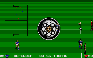 Liverpool: The Computer Game (Atari ST) screenshot: Selecting the angle for a corner.