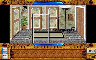 Explora III: Sous le signe du serpent (Amiga) screenshot: Game start - your apartment