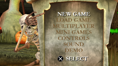 MediEvil: Resurrection (PSP) screenshot: Main menu