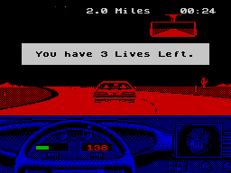 The Duel: Test Drive II (ZX Spectrum) screenshot: Hit the back of the car