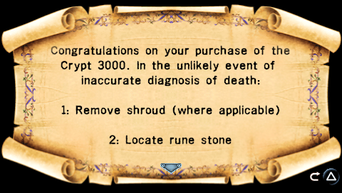 MediEvil: Resurrection (PSP) screenshot: Manual for Dan's Crypt 3000