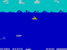 Aquaplane (ZX Spectrum) screenshot: Watch out for the fast moving tug boats
