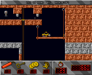 Lost in Mine (Amiga) screenshot: Selecting a device to operate.