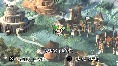MediEvil: Resurrection (PSP) screenshot: Word map and level select