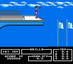 Track & Field II (NES) screenshot: High Diving