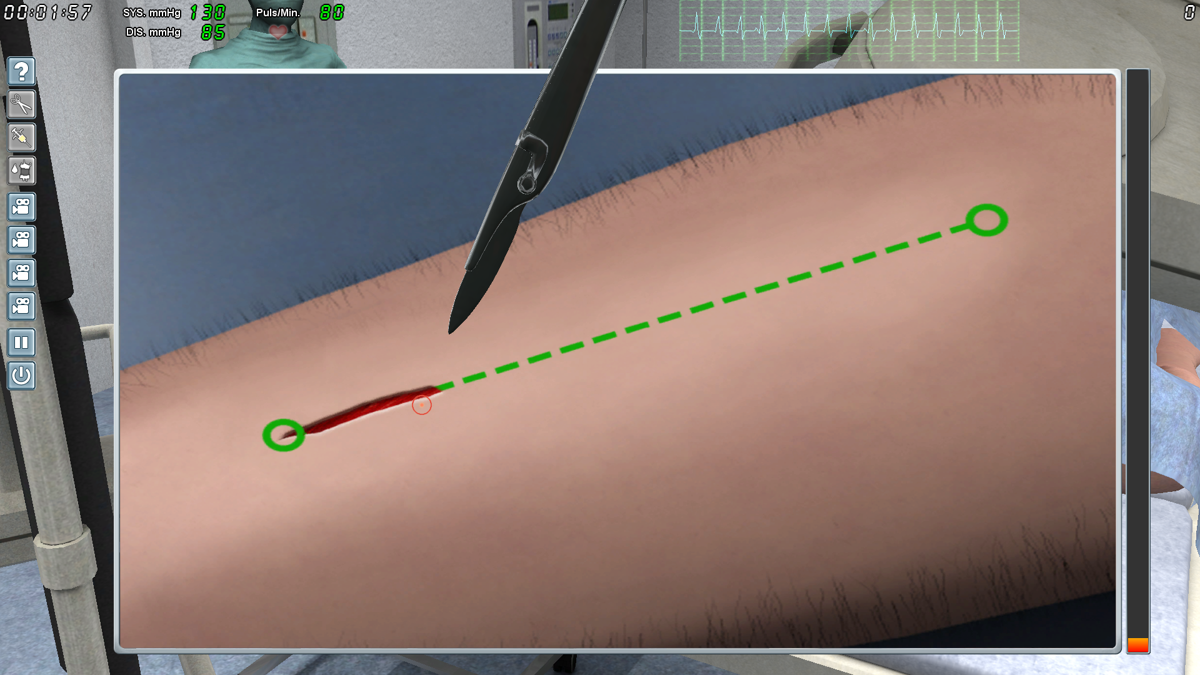 Surgery Simulator 2011 (Windows) screenshot: Cutting the patient's arm