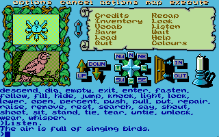 Legend of the Sword (Amiga) screenshot: Options menu