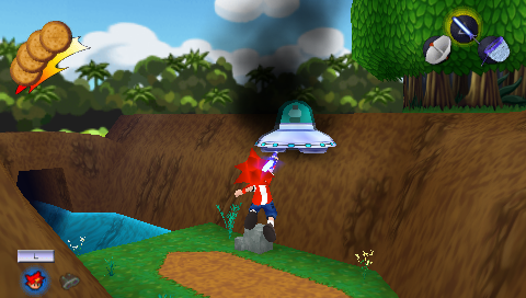 Ape Escape: On the Loose (PSP) screenshot: Monkey in UFO
