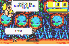 Comix Zone (Game Boy Advance) screenshot: Using the rat to find hidden things.