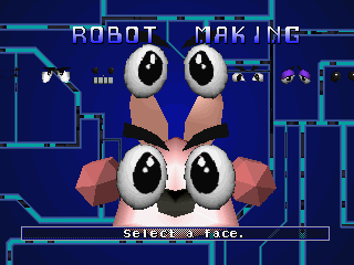Robo Pit (SEGA Saturn) screenshot: Building my first robot - kind of a pissed off-looking bunny.