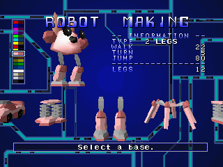 Robo Pit (SEGA Saturn) screenshot: You are given a wide selection of spare parts.