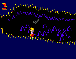 Sítio do Picapau Amarelo (SEGA Master System) screenshot: Running from a bat.