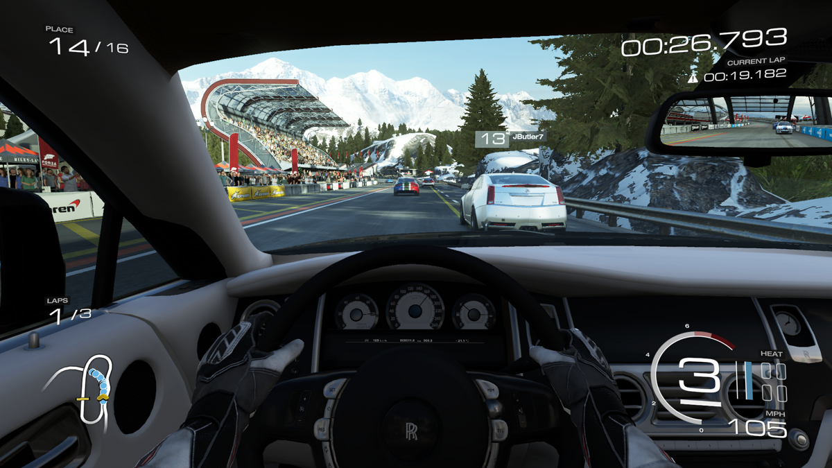 Forza Motorsport 5: 2014 Rolls-Royce Wraith (Xbox One) screenshot: Behind the steering wheel of a Wraith.