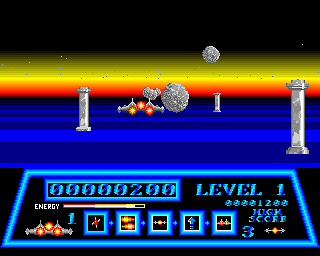 T-Bird (Amiga) screenshot: A meteor shower
