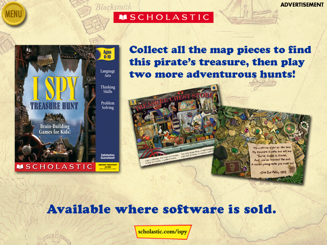 I Spy Mini-Games (Windows) screenshot: An advertisement for I Spy: Treasure Hunt.