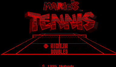 Mario's Tennis (Virtual Boy) screenshot: Mario's Tennis title screen.