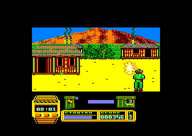 Butcher Hill (Amstrad CPC) screenshot: Threw a grenade