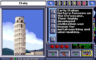 Where in Time Is Carmen Sandiego? (Amiga) screenshot: The tower of Pisa before it started leaning...