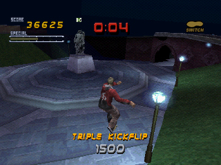Tony Hawk's Pro Skater 2 (PlayStation) screenshot: Steve Caballero's special trick: Triple Kickflip.