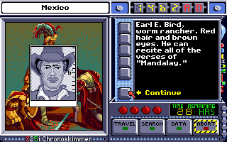 Where in Time Is Carmen Sandiego? (Amiga) screenshot: A worm rancher?
