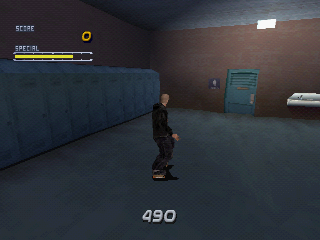 Tony Hawk's Pro Skater 2 (PlayStation) screenshot: What are you doing here Jamie Thomas? This is the girls bathroom.