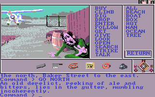 Mindshadow (Amiga) screenshot: A drunken bum...