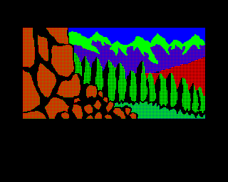 The Hobbit (BBC Micro) screenshot: Wandering through mountains